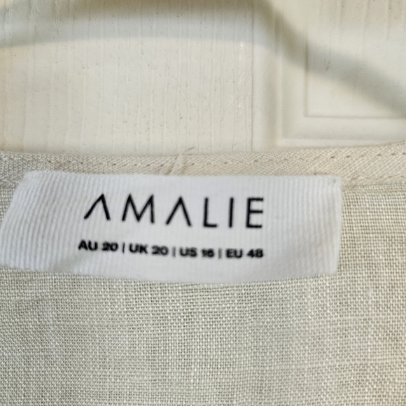 Amalie Linen Cream Button Down Quiet Luxury Old Money Flutter Sleeve Beige Top - Picture 5 of 8